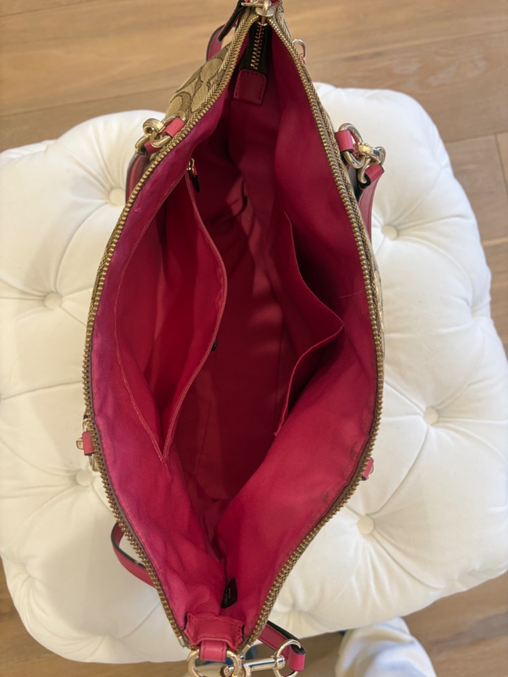 Coach F36722 Signature Canvas Tote Pink Trim Shoulder Bag - Picture 4 of 12